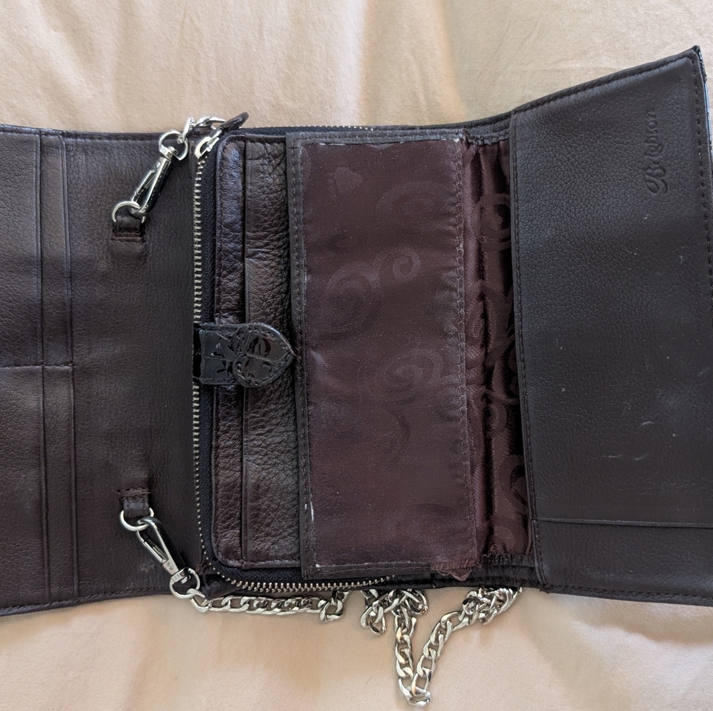 Brighton Shiny Crocodile-Embossed Brown Crossbody Bag - Picture 4 of 13